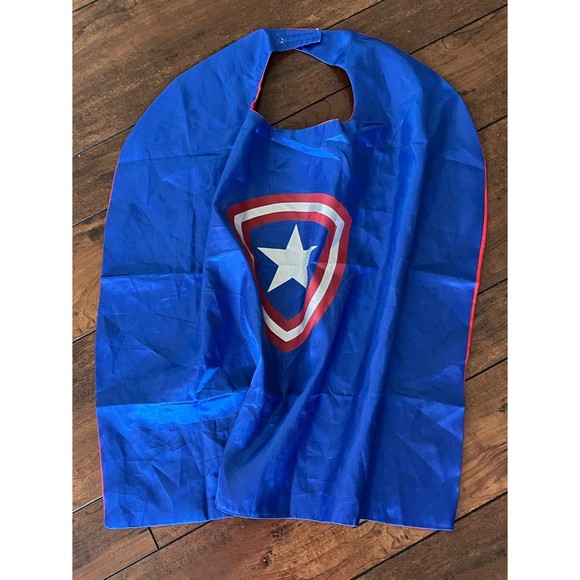 Kids Marvel Rubies Blue Red Silky Captain America Cape Halloween ‎ One Size - Picture 4 of 4